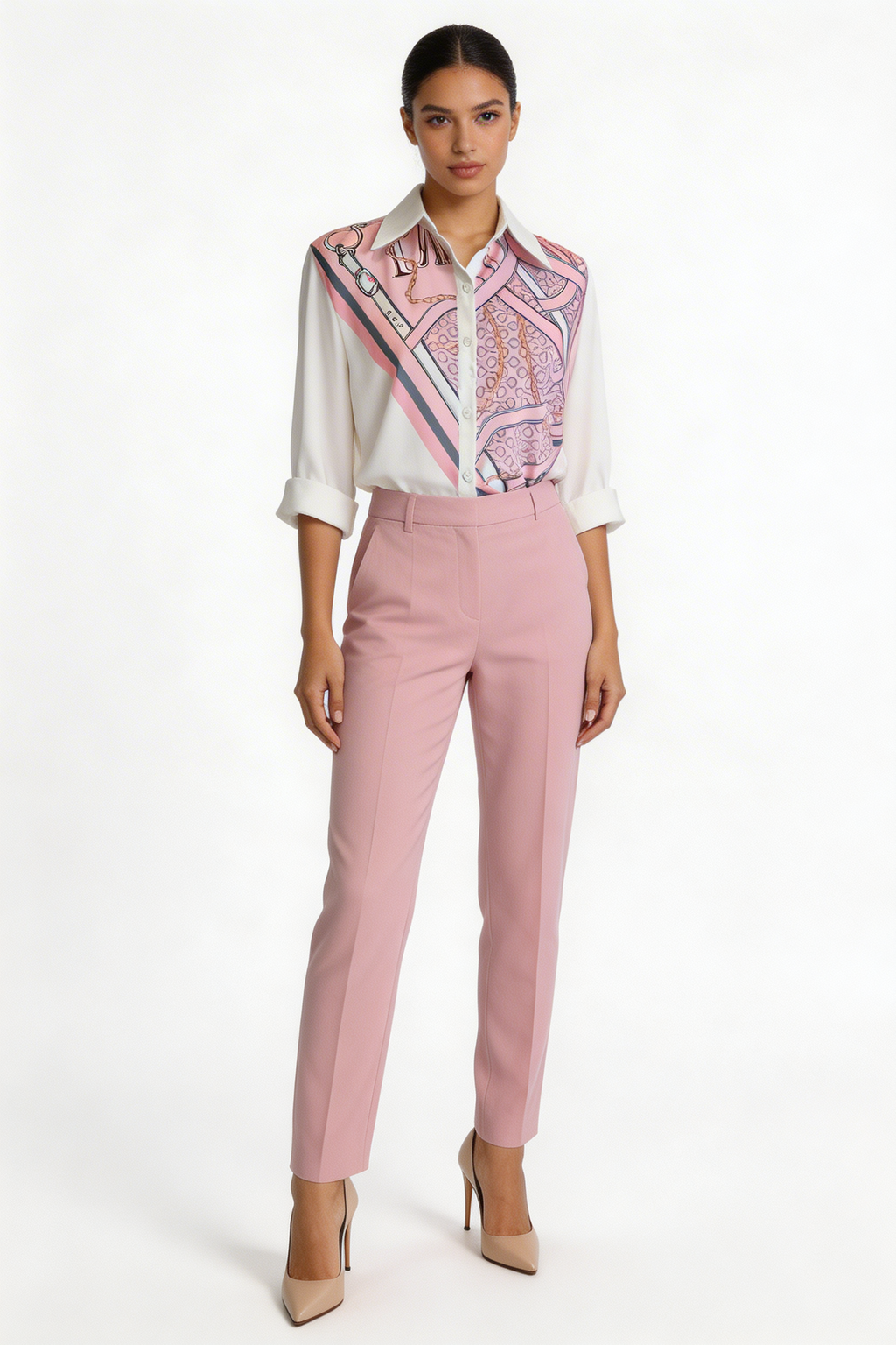 Tailored Pastel Straight-Leg Pants