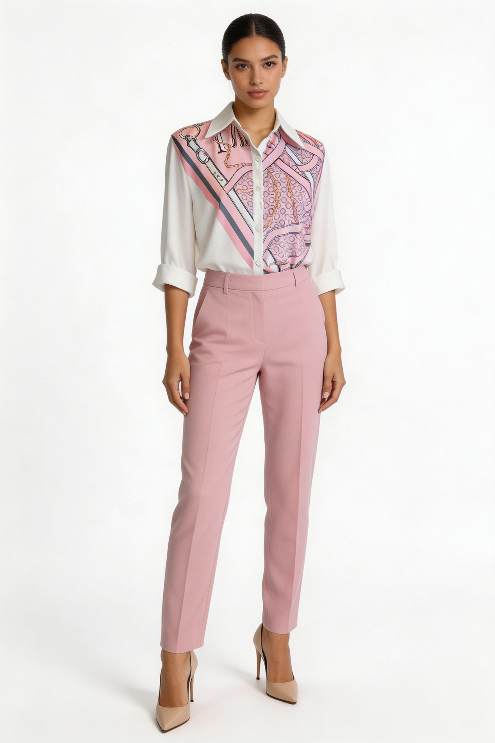 Tailored Pastel Straight-Leg Pants