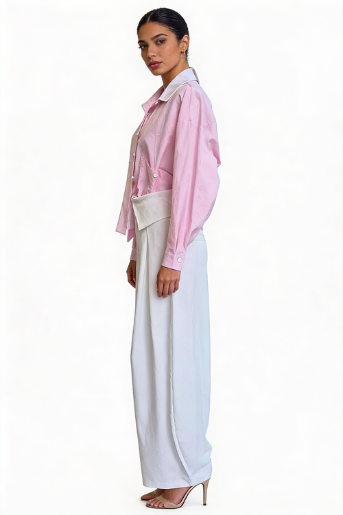 Asymmetrical Colorblock Oversized Shirt