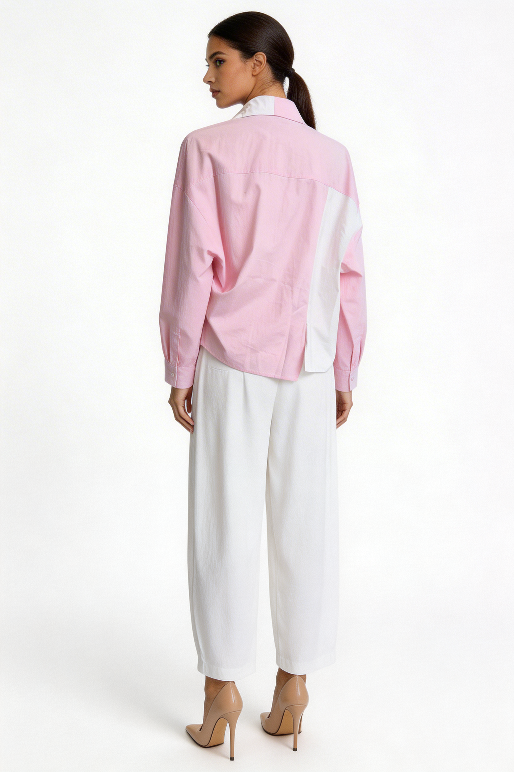 Asymmetrical Colorblock Oversized Shirt