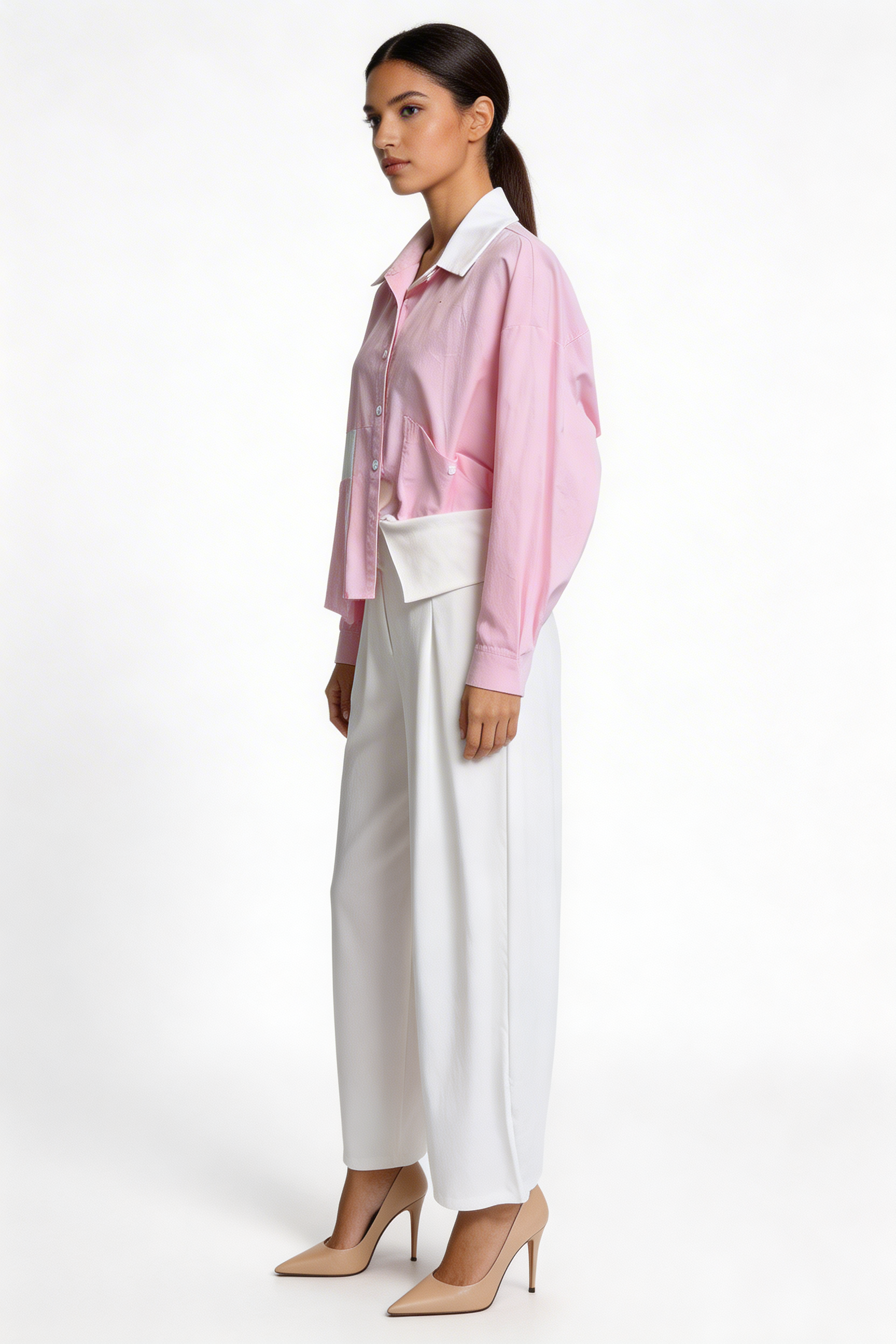 Asymmetrical Colorblock Oversized Shirt