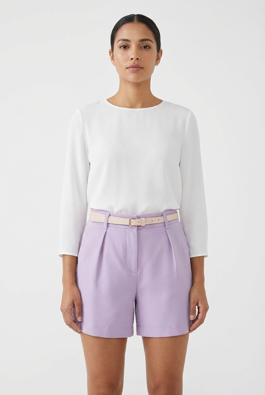 Tailored Pastel Belted Shorts