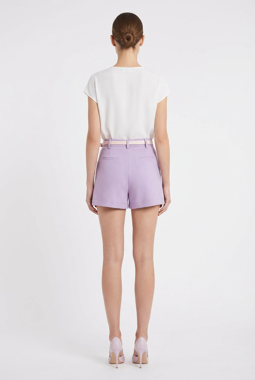 Tailored Pastel Belted Shorts