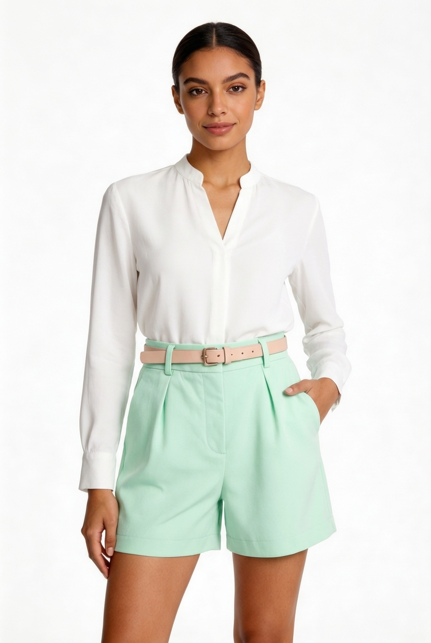 Tailored Pastel Belted Shorts
