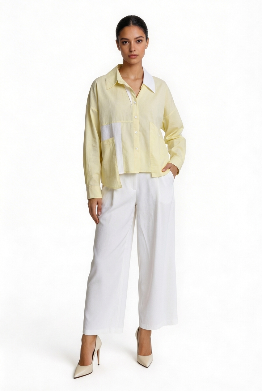 Asymmetrical Colorblock Oversized Shirt