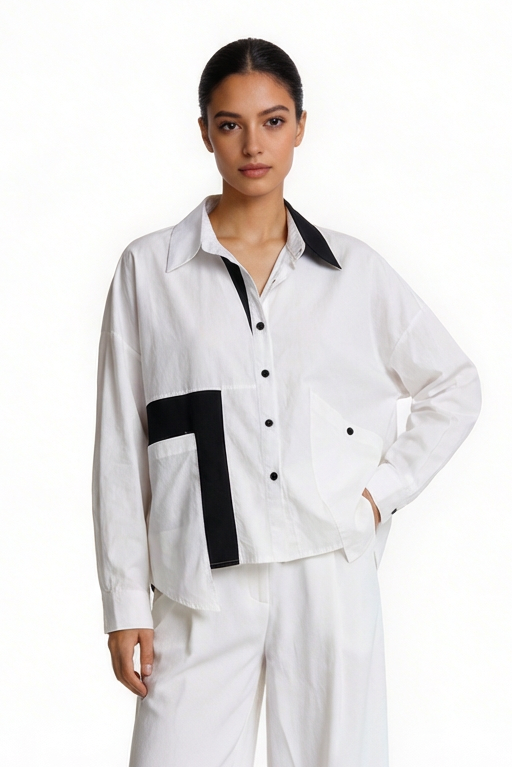 Asymmetrical Colorblock Oversized Shirt