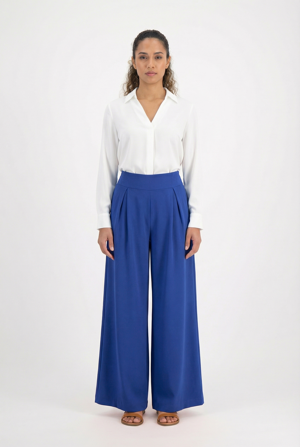 Tailored Pleated Wide-Leg Pants