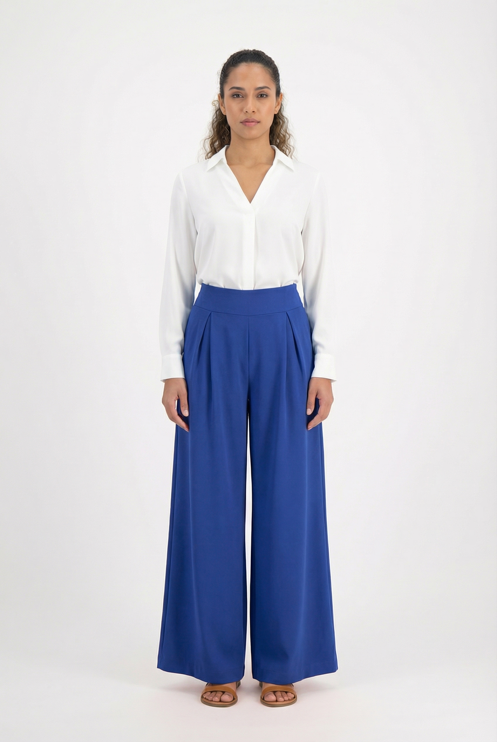 Tailored Pleated Wide-Leg Pants