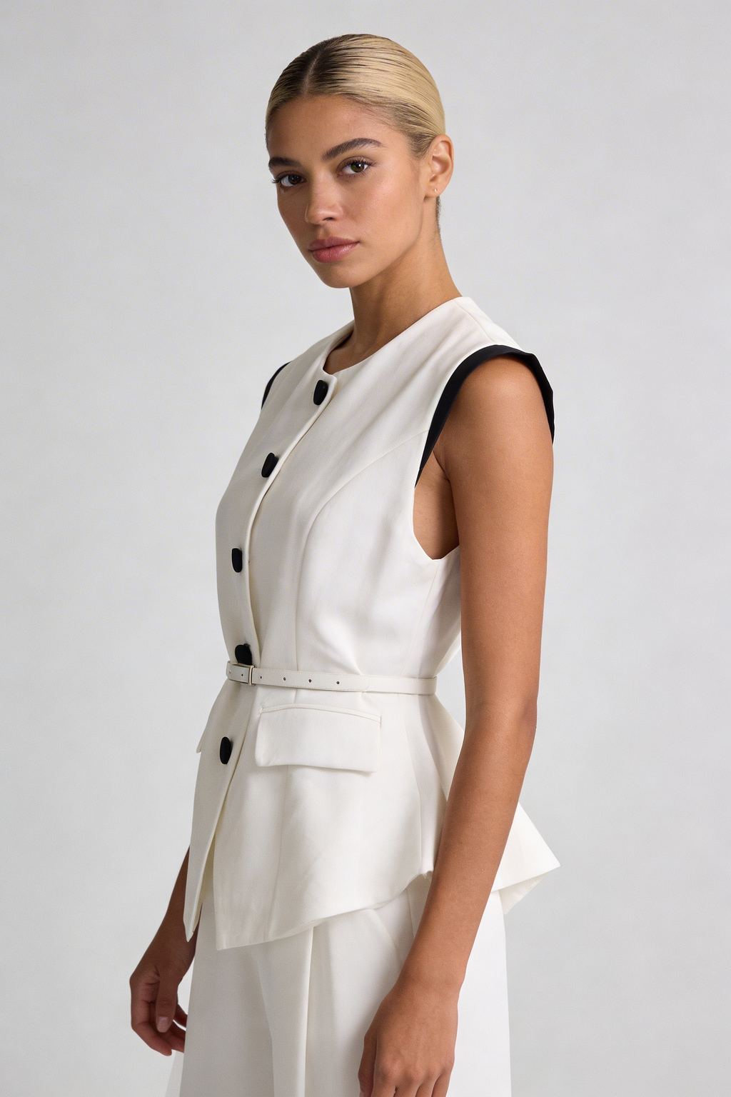Peplum Vest & Wide-Leg Trouser Set