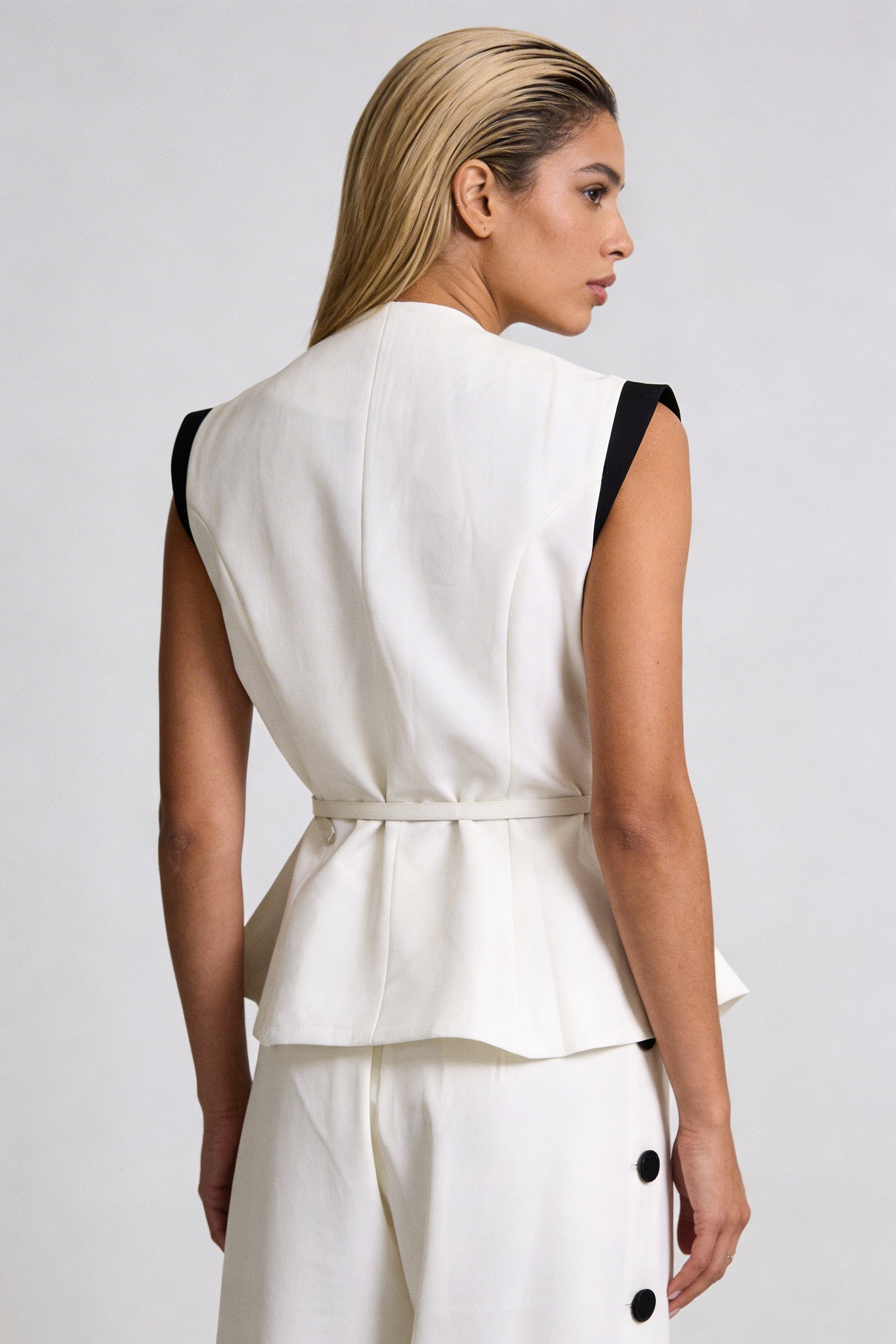 Peplum Vest & Wide-Leg Trouser Set