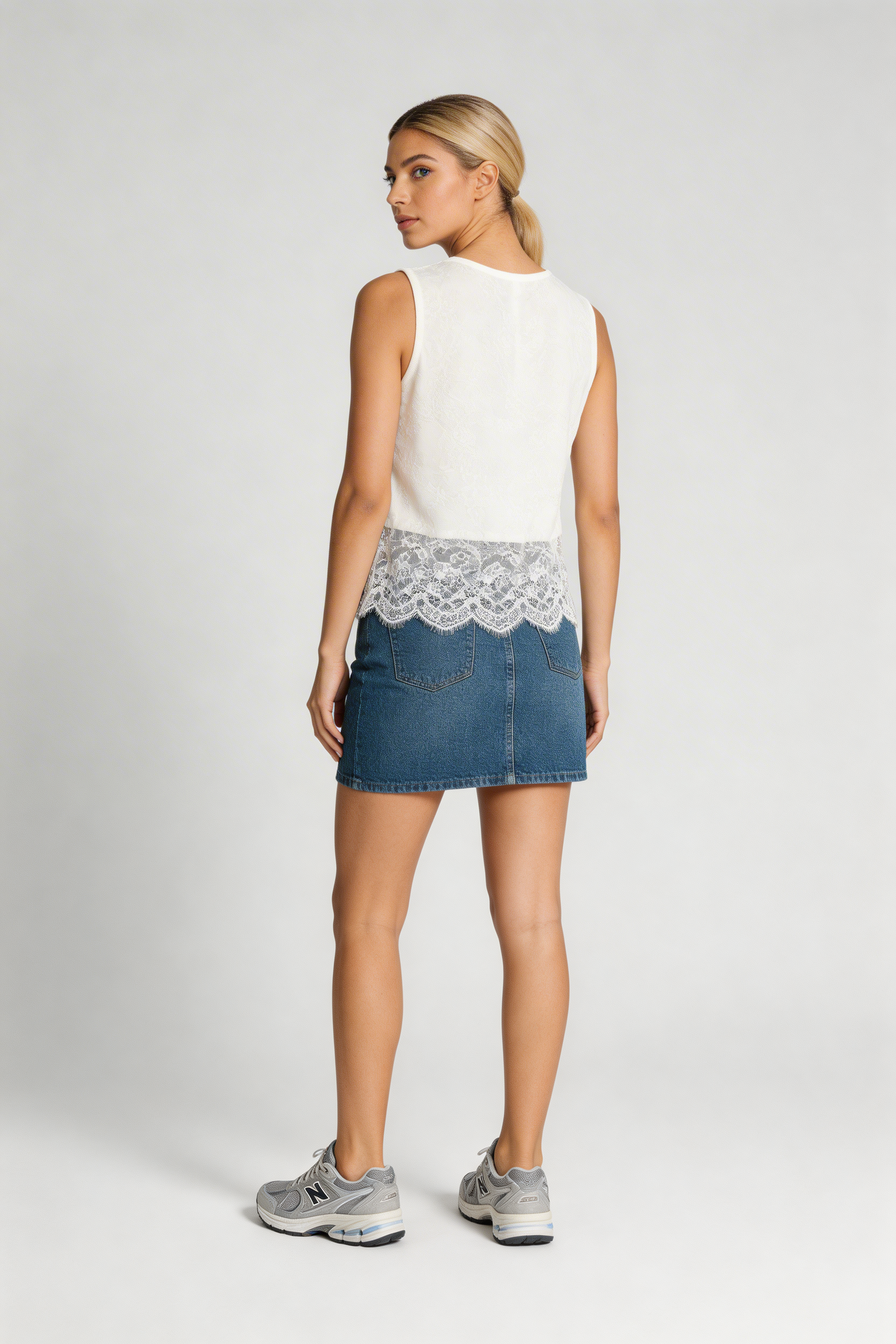 Romantic Lace-Hem Sleeveless Top