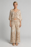 Bohemian Floral Crochet Trouser Set
