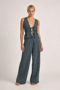 Pinstripe Plunge Tie-Front Set