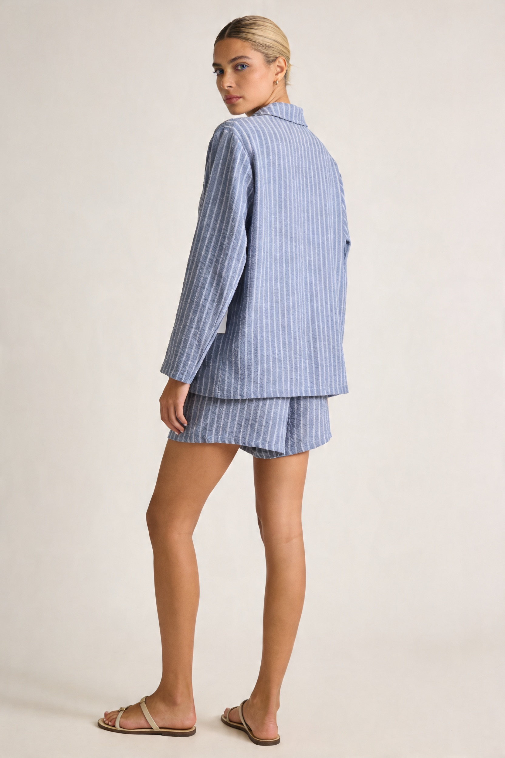 Relaxed Pinstripe Blazer & Shorts Set