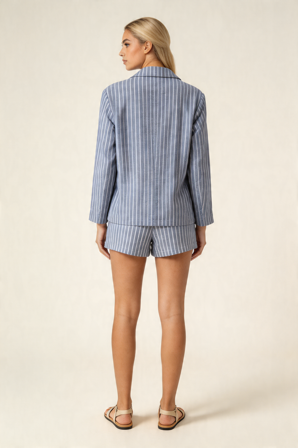 Relaxed Pinstripe Blazer & Shorts Set