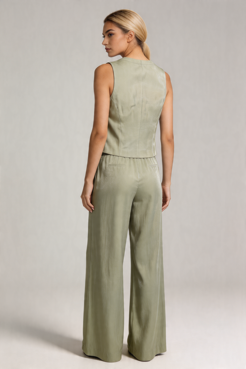 Tailored Silky Vest & Wide-Leg Trouser Set