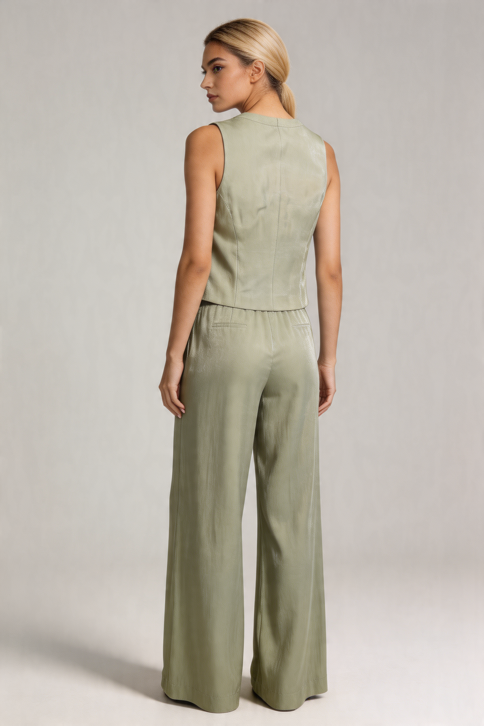 Tailored Silky Vest & Wide-Leg Trouser Set