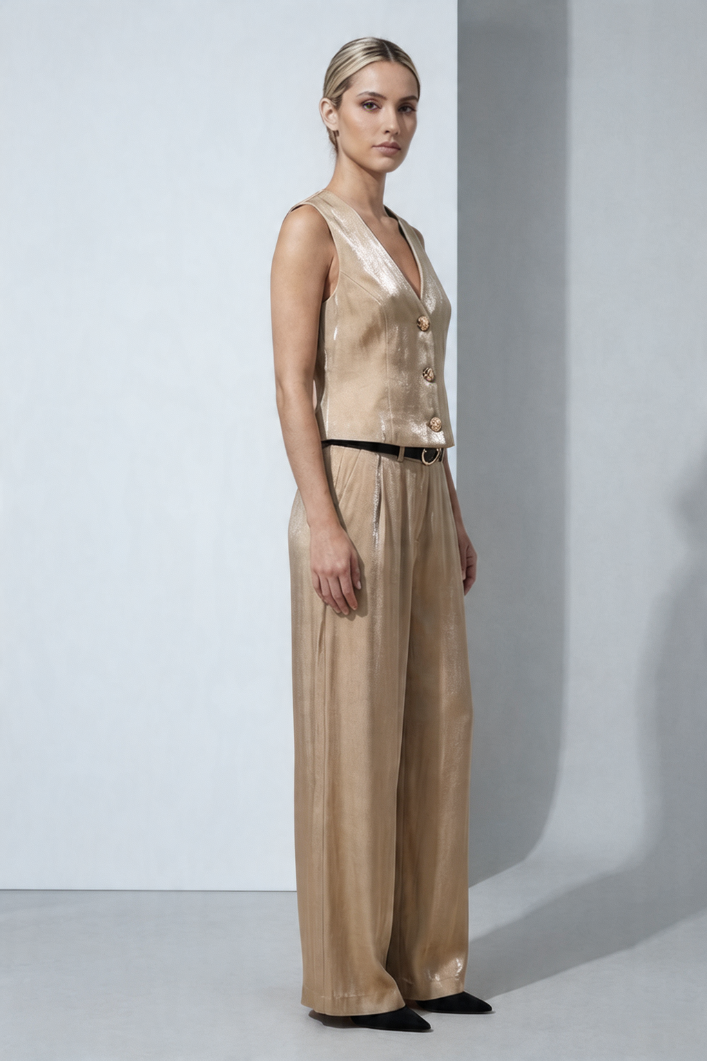 Tailored Silky Vest & Wide-Leg Trouser Set