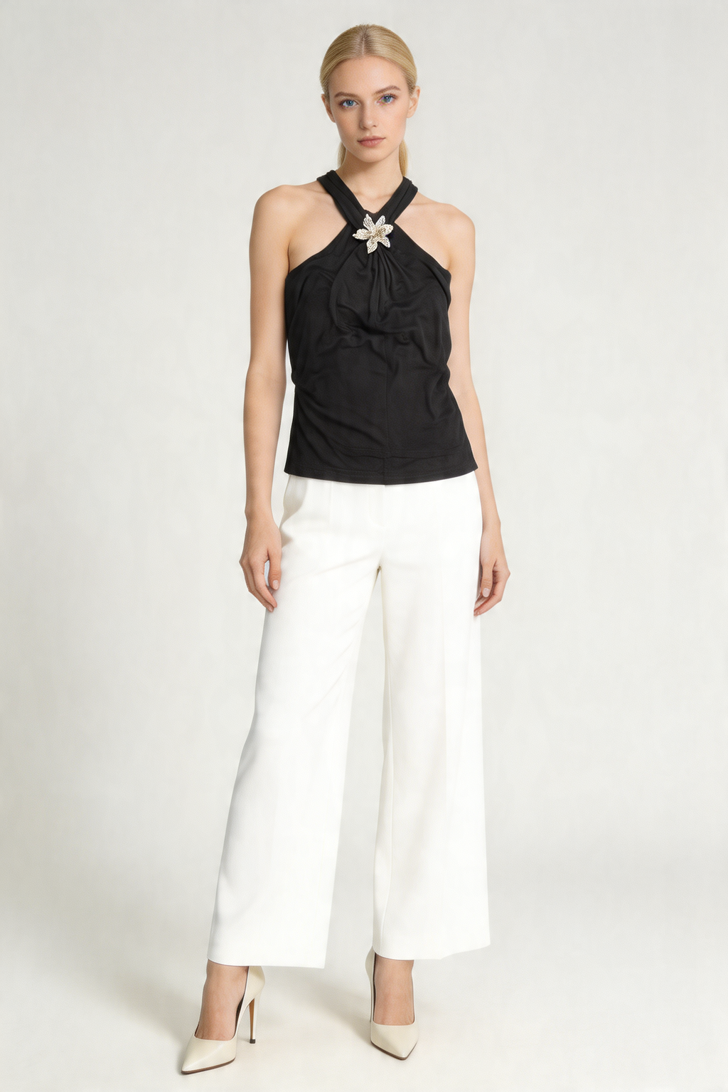 Glamorous Brooch Halter Top