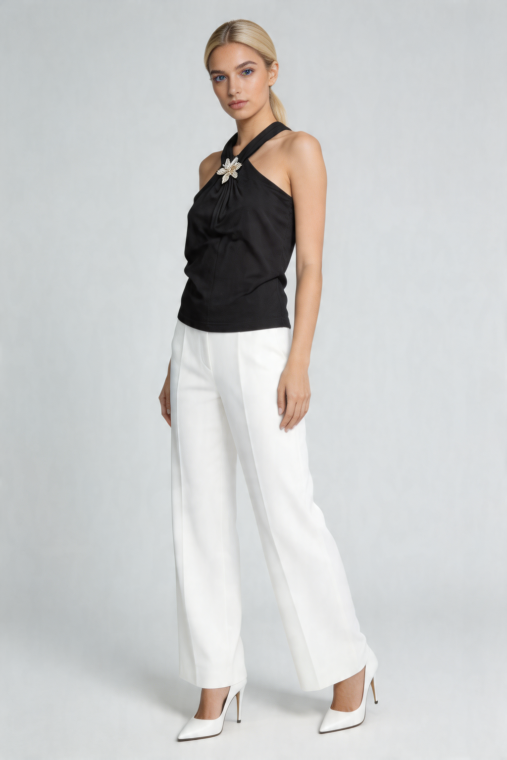 Glamorous Brooch Halter Top
