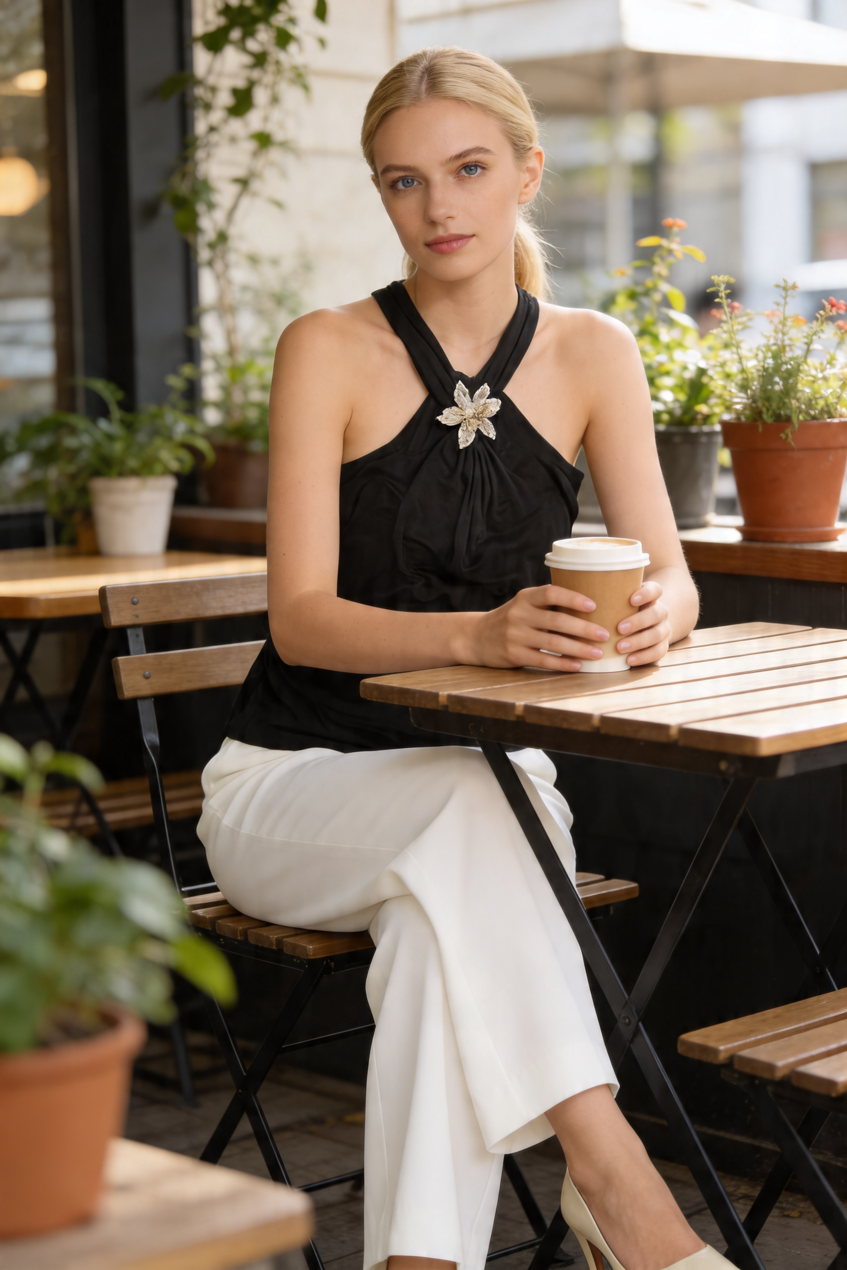 Glamorous Brooch Halter Top