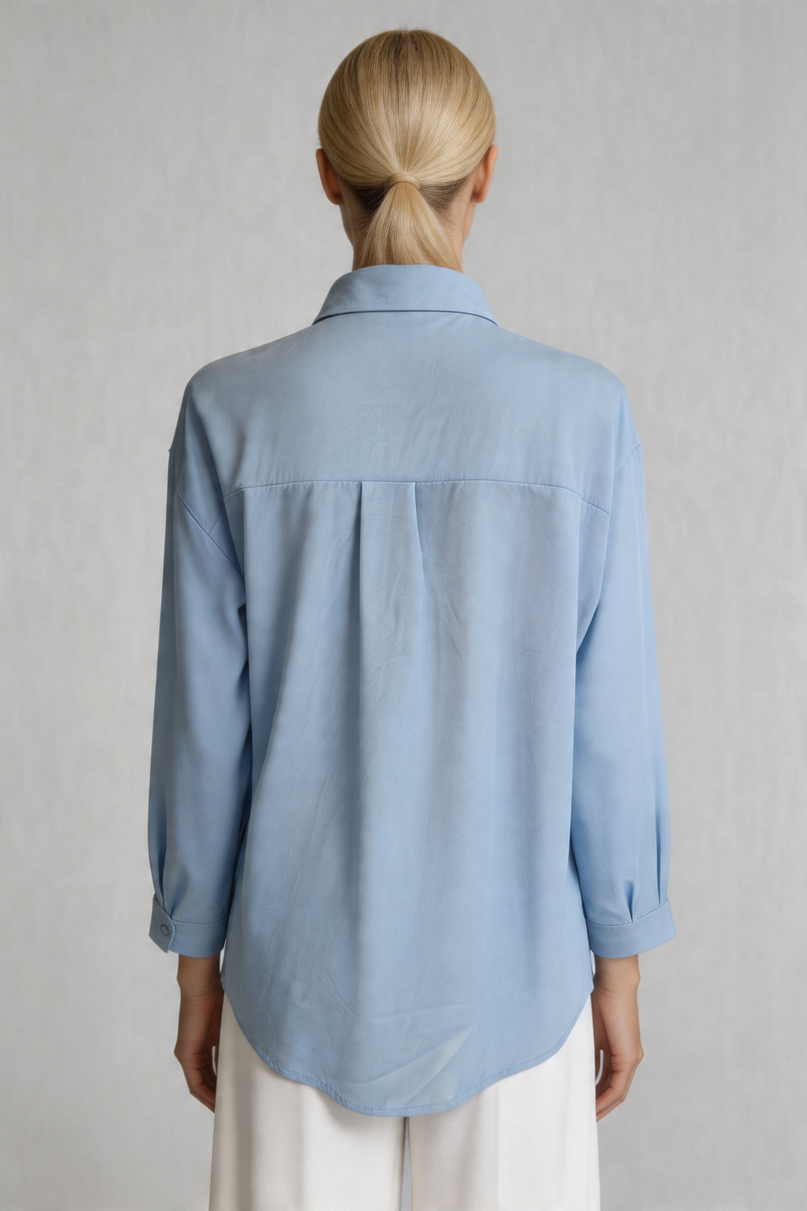 Scarf-Drape Button-Down Shirt
