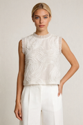 Textured 3D Swirl Sleeveless Blouse
