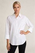 Relaxed 3/4-Sleeve Button-Down Shirt