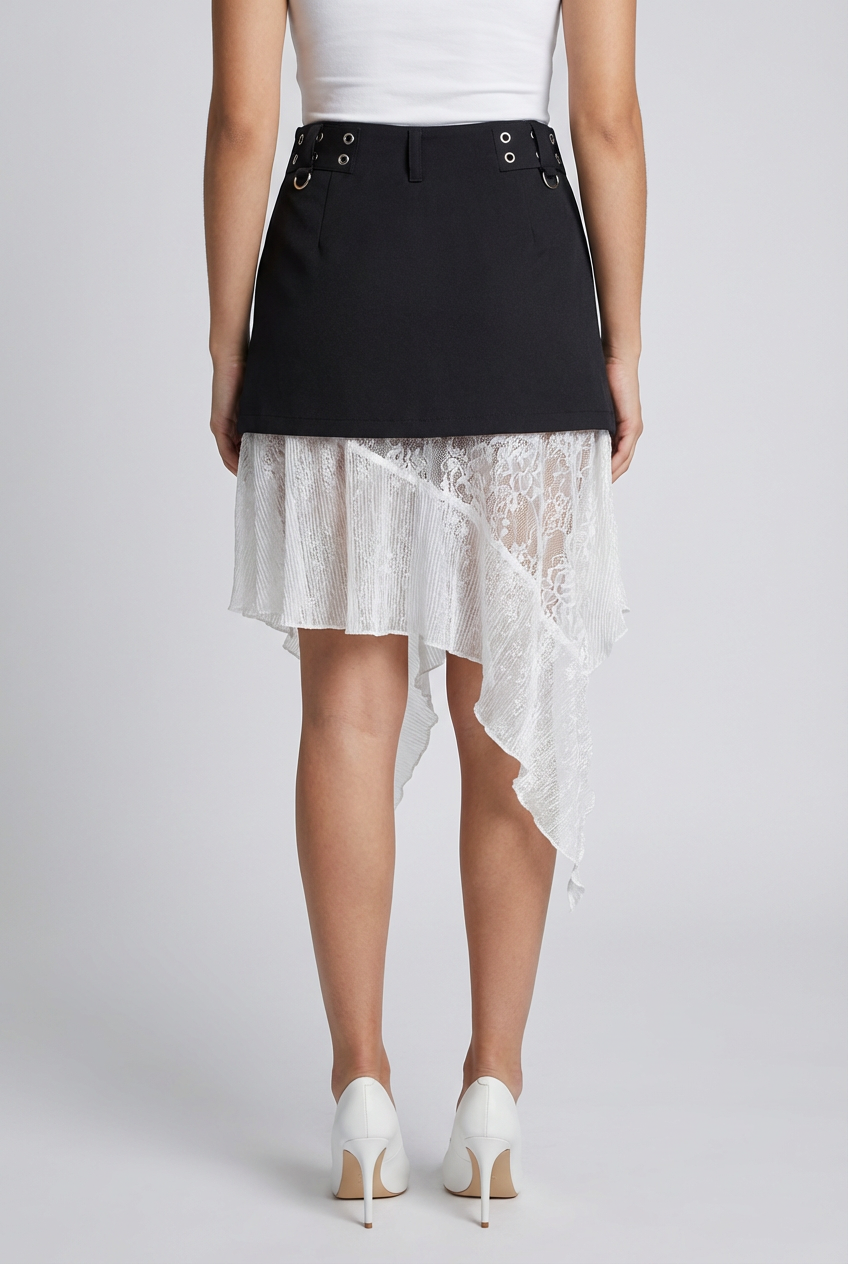 Deconstructed Mixed-Media Asymmetrical Skirt
