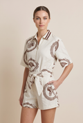 Vintage Tropical Half-Zip Short Set
